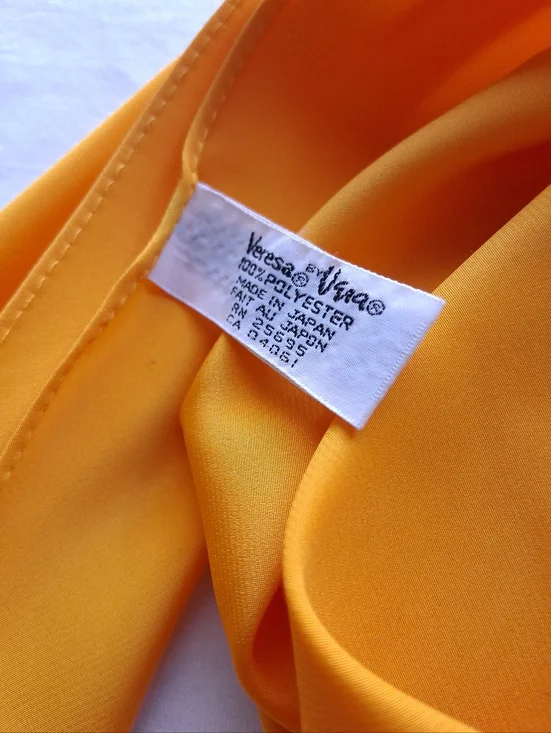 Vintage Scarf Veresa by VERA Solid Yellow Skinny Pointed Ends Polyester Light - Picture 5 of 6